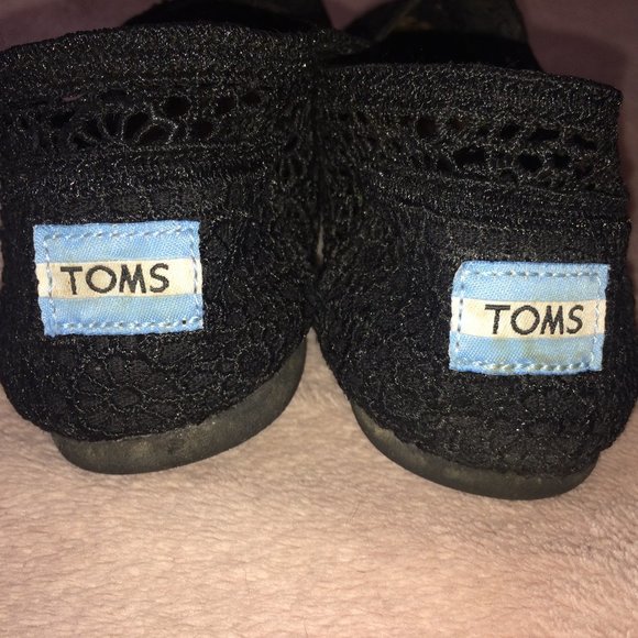 Toms Shoes - TOMS Black Crochet Lace Slip on Shoes Size 8